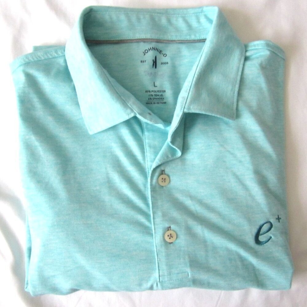 Men Johnnie O Performance Polyester e+ Short Sleeve Shirt Sz L (MT814)